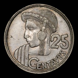 Guatemala 25 Centavos 1955 KM258 Ag MB