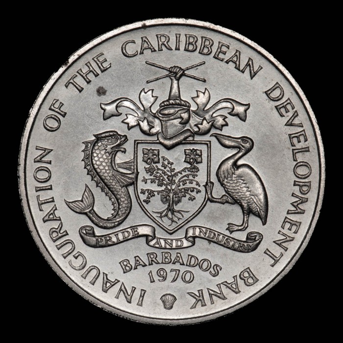 Barbados 4 Dolares 1970 FAO KMA9 Colonia Britanica CuNi UNC