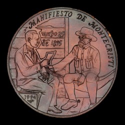 Cuba 1 Peso 1994 Manifiesto de Montecristi KM516 Cobre acabado antiguo EXC+