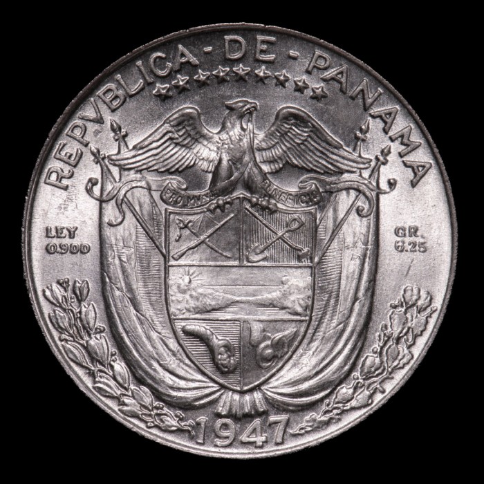 Panama 1/4 de Balboa 1947 KM11.1 Ag UNC