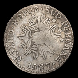 Peru Cuzco 2 Reales 1837 BA KM169.1 Ag Bueno