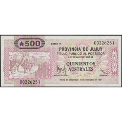 C019 Bono Jujuy 500 Australes 1989 UNC