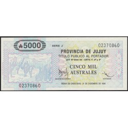 C023 Bono Jujuy 5000 Australes 1990 UNC