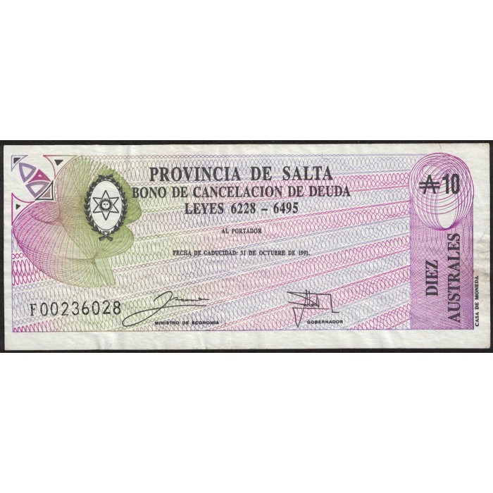 C063 Bono Salta 10 Australes MB