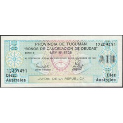 C113 Bono Tucuman 10 Australes EXC+