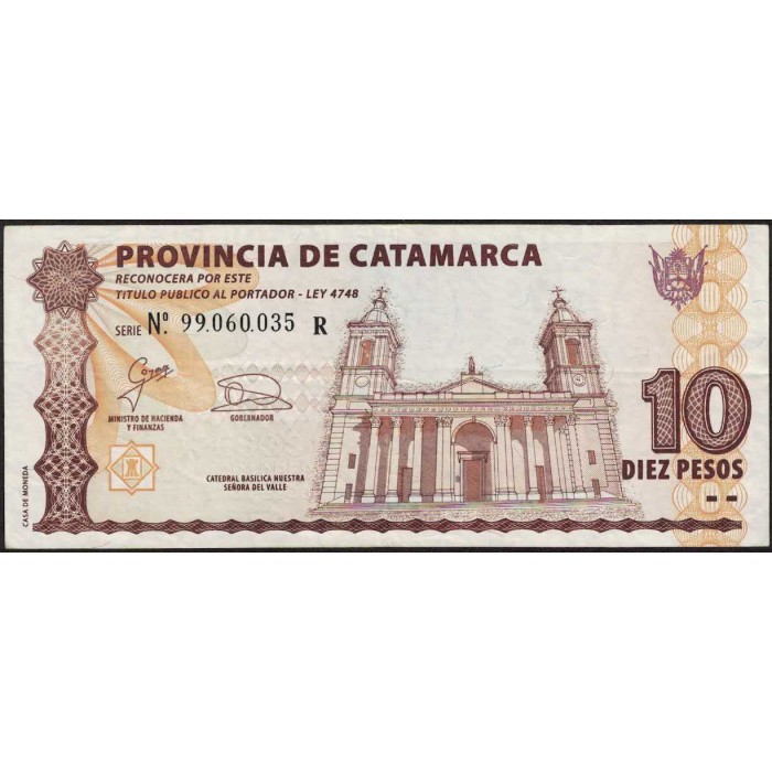 C237R Bono Reposicion Provincia de Catamarca 10 Pesos MB+