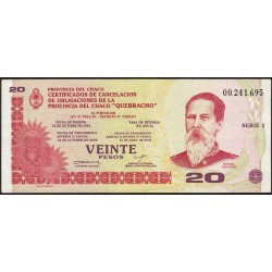 C251 Bono Provincia de Chaco 20 Pesos Cancelado EXC