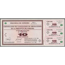 C265 Bono Provincia de Cordoba 10 Pesos CECOR UNC