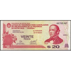 C336 Bono Provincia de Entre Rios 20 Pesos MB