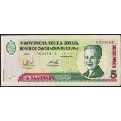 C361 Bono Provincia de La Rioja 5 Pesos Eva Peron MB