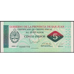 C426 Bono Provincia de San Juan 5 Pesos UNC