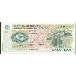 C442 Bono Provincia de Tucuman 5 Pesos UNC