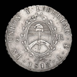 Argentina 8 Reales 1813/1 Sobrefecha Ilogica CJ4.2 Ag MB/MB+