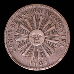 Confederacion Argentina 4 Centavos 1854 A5-R1 CJ1.2.1 Cobre MB+