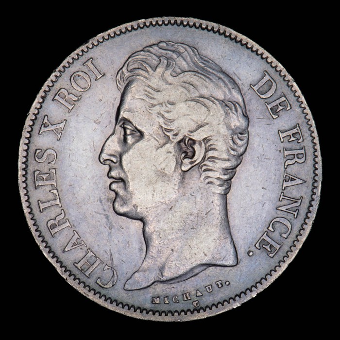 Francia 5 Francos 1830A Carlos X KM728.1 Ag MB