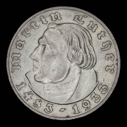Alemania 3er Reich 2 Marcos 1933A Luthero KM79 Ag EXC