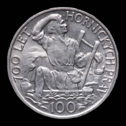 Checoslovaquia 100 Coronas 1949 Minero Jihlava KM29 Ag UNC