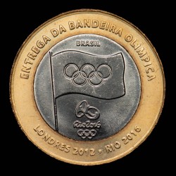 Brasil 1 Real 2019 Bandera Olimpica Rio 2016 KM679 Bimetalica UNC