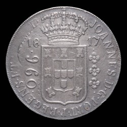 Brasil 960 Reis 1817 Sobre 8 Reales de Potosi KM307.3 Ag MB+