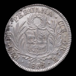 Peru Cuzco 4 Reales 1836 B KM151.1 Ag EXC-