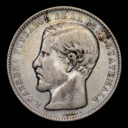 Guatemala 1 Peso 1871R KM190.1 Ag MB+