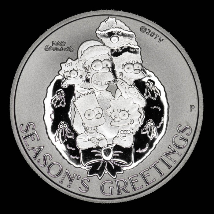 Tuvalu 1 Dolar 2022 Familia Simpsons Ag 1Oz Proof UNC