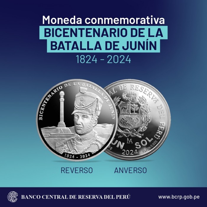 Peru 1 Sol 2024 Bicentenario de la Batalla de Junín Ag Proof UNC