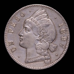 Republica Dominicana 1 Peso 1897 KM16 Ag EXC