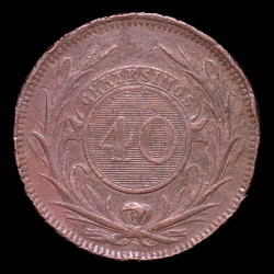 Uruguay 40 Centesimos 1857D KM10 Cobre B