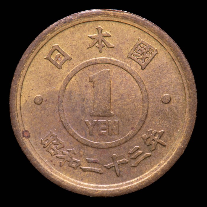 Japon 1 Yen 1948 Y70 laton MB+