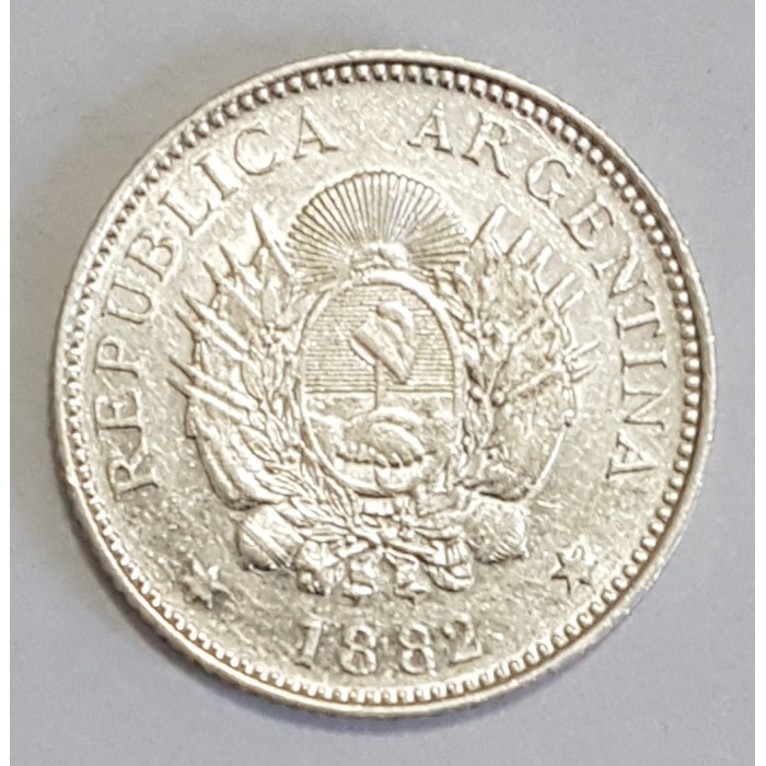 Argentina 20 Centavos 1882 CJ:19.2 Con Error de Acuñacion