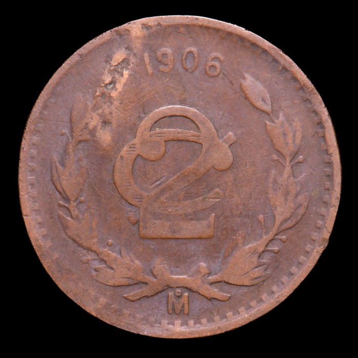 Mexico 2 Centavos 1906 KM419 Cobre B-