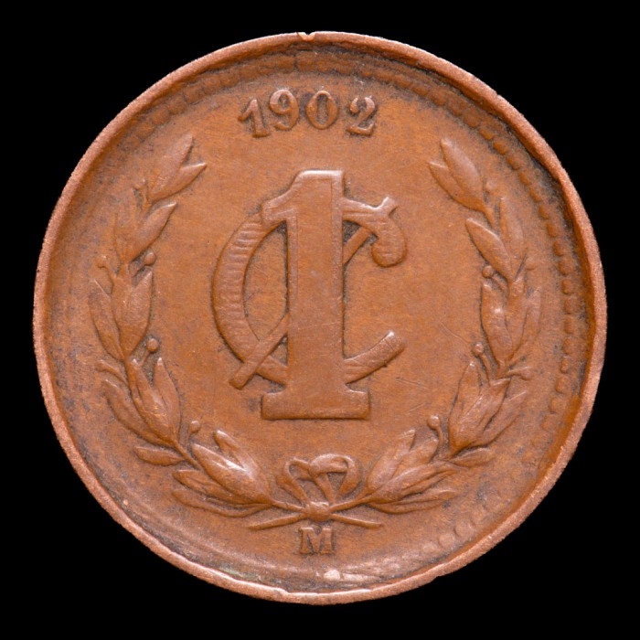 Mexico 1 Centavo 1902 KM394.1 Cobre MB