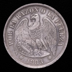 Chile 1 Peso 1883 KM142 Ag MB+