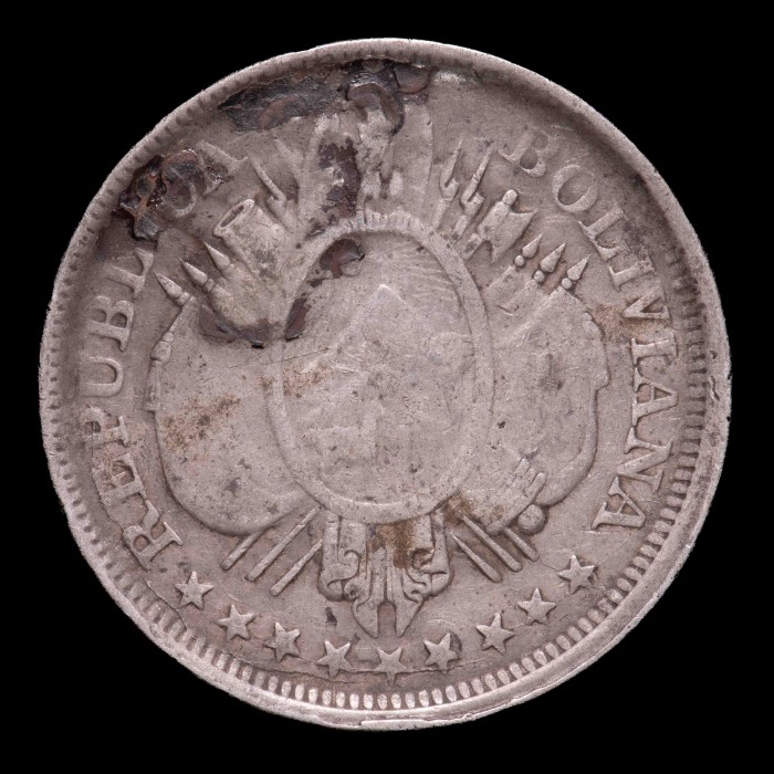 Bolivia 50 Centavos 1894 ES KM161.5 Ag B+