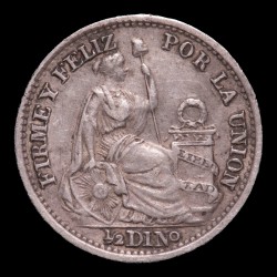 Peru 1/2 Dinero 1897 J.F. KM206.2 Ag EXC