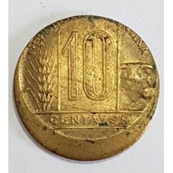 Argentina 10 Centavos 1942/50 Con Error De Acuñacion "Descentrada"
