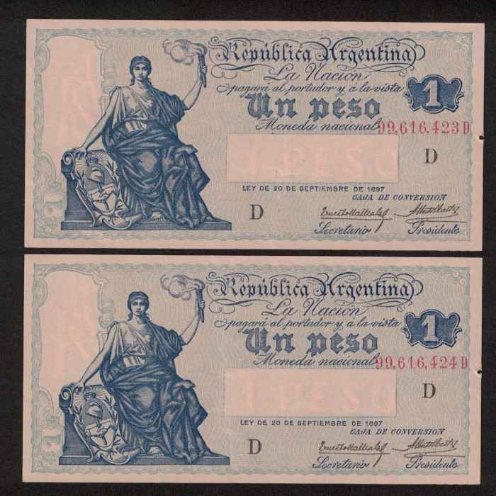 B1559 Caja de Conversion 1 Peso 1929 Numeros Correlativos