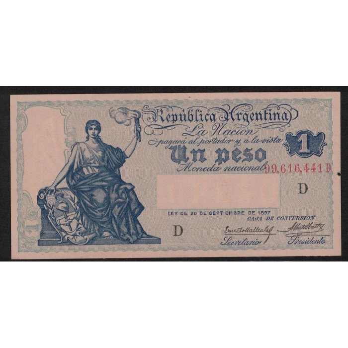 B1559 Caja de Conversion 1 Peso 1929 Sin Circular