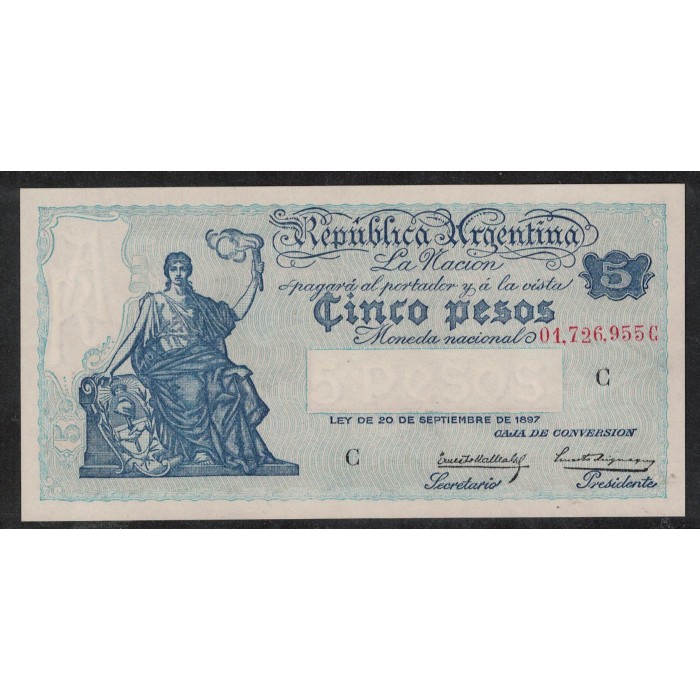 B1599 Caja de Conversion 5 Pesos 1933