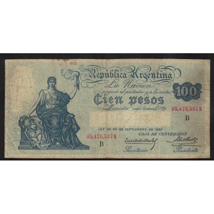 B1689 Caja de Conversion 100 Pesos 1930
