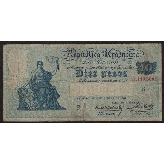 B1627 Caja de Conversion 10 Pesos 1927