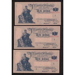 B1822 1 Peso Ley 12.155 1942 Numeros Correlativos UNC