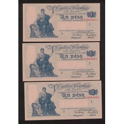 B1823 1 Peso Ley 12.155 1943 Numeros Correlativos UNC