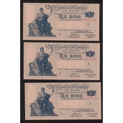 B1826 1 Peso Ley 12.155 1944 Numeros Correlativos UNC