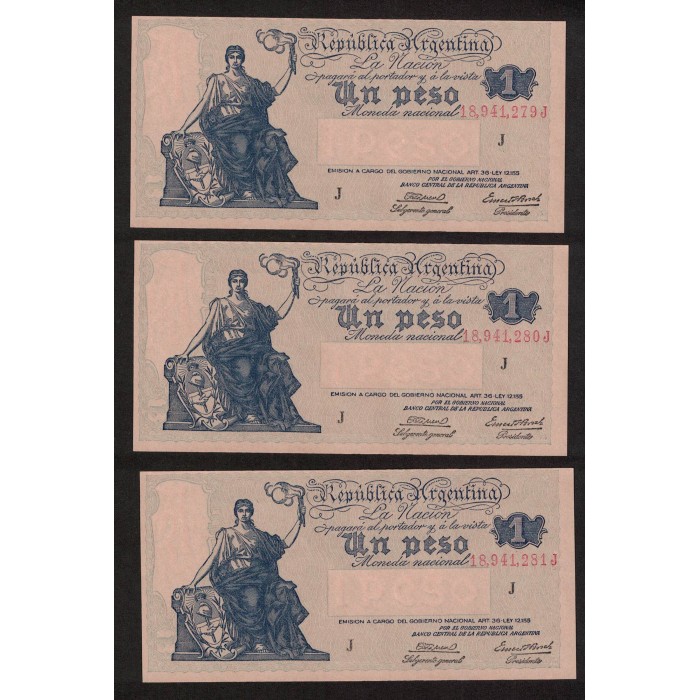 B1826 1 Peso Ley 12.155 1944 Numeros Correlativos UNC