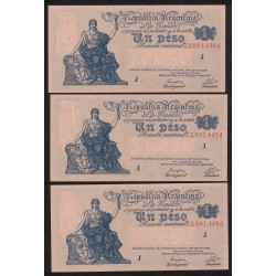 B1830 1 Peso Ley 12.155 1946 Numeros Correlativos UNC