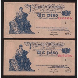 B1831 1 Peso Ley 12.155 1947 Numeros Correlativos