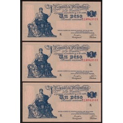 B1832 1 Peso Ley 12.155 1947 Numeros Correlativos UNC