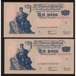 B1835 1 Peso Ley 12.155 1948 Numeros Correlativos